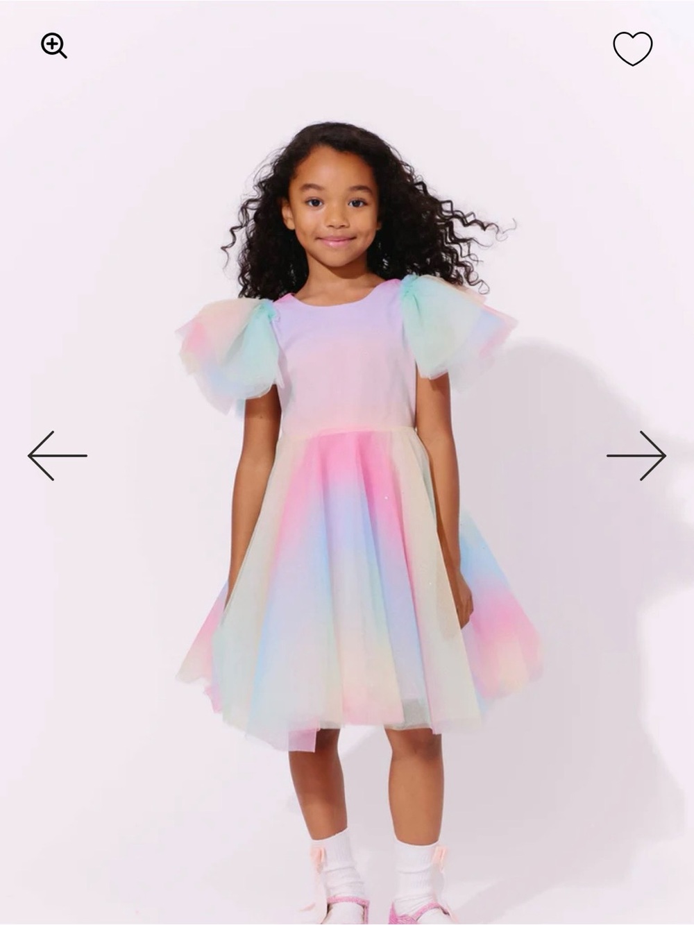 Lola + The Boys Pastel Rainbow Tulle Dress with Puff Sleeves